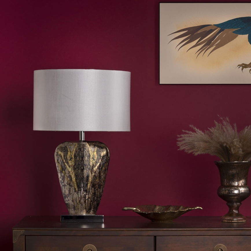 Där Lighting SYR4235 - Stolná lampa SYRACUSE 1xE27/60W/230V lesklý chróm/krémová