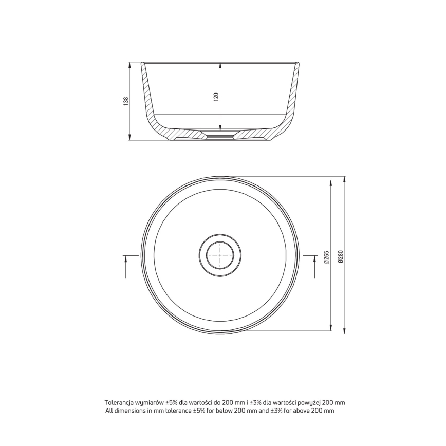 Deante CDJ_6U2S - Umývadlo na dosku JASMIN pr. 28 cm keramika/biela