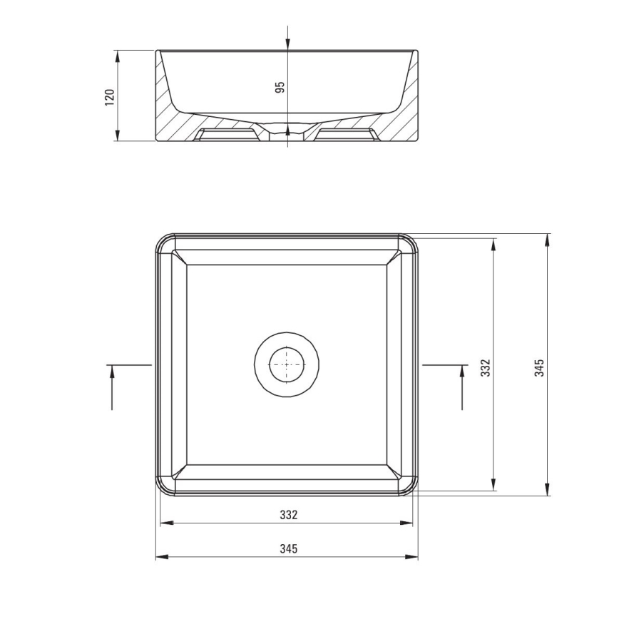 Deante CDJ_6U3S - Umývadlo na dosku JASMIN 34,5x34,5 cm keramika/biela