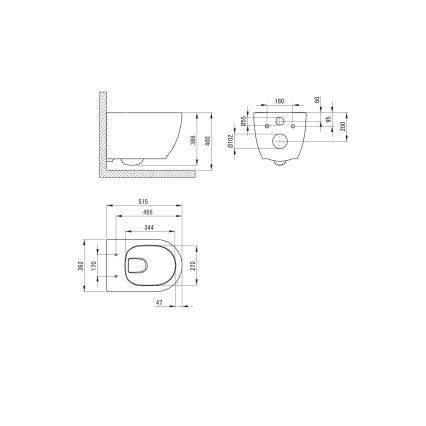Deante CGRD6ZPW - Závesné WC s dosedacím prstencom SoftClose ROUND keramika/biela