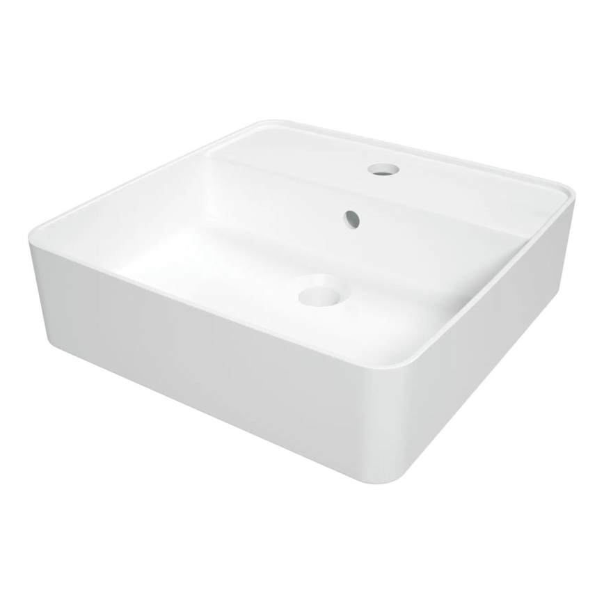 Deante CGS_6U4B - Umývadlo na dosku s otvorem pre baterii SQUARE 42x42 cm keramika/biela