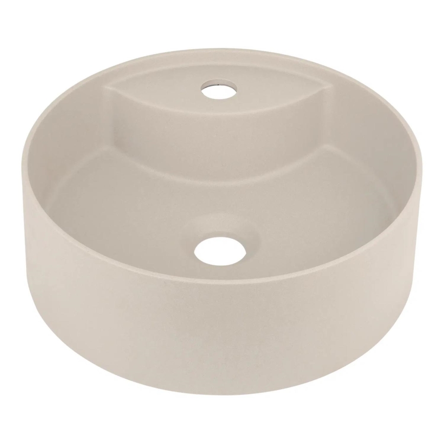 Deante CQS_5U4B - Umývadlo na dosku s otvorom pre batériu SILIA pr. 36 cm granit/béžová