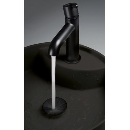 Deante CQS_NU4B - Umývadlo na dosku s otvorom pre batériu SILIA, priemer 36 cm, granit/čierna