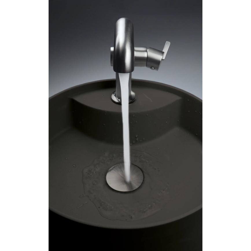 Deante CQS_NU4B - Umývadlo na dosku s otvorom pre batériu SILIA, priemer 36 cm, granit/čierna
