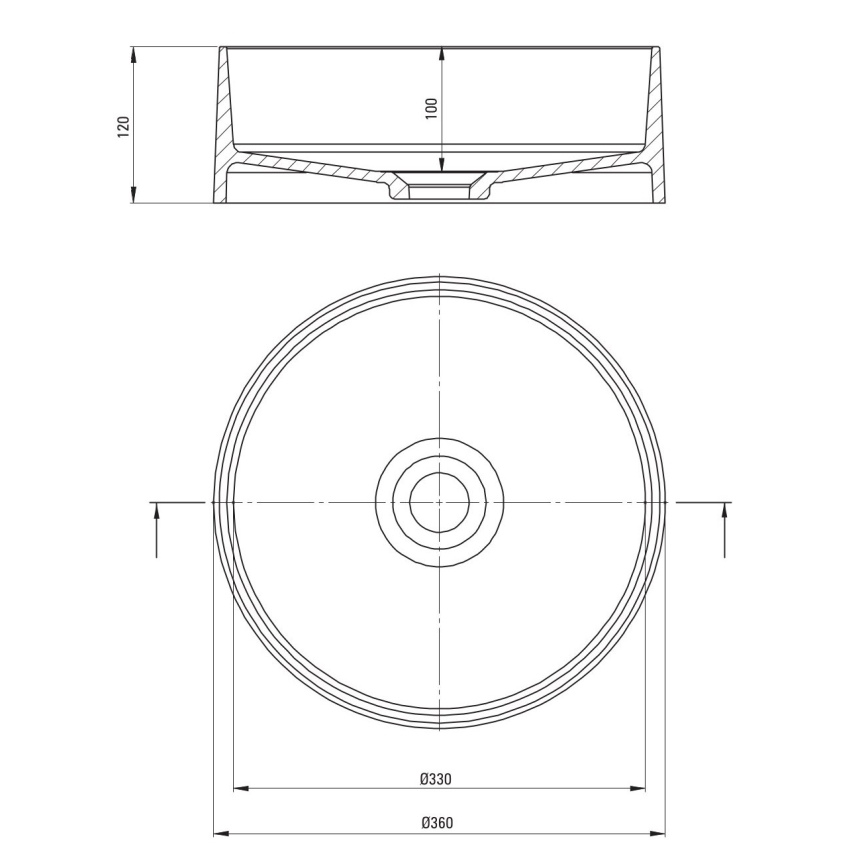 Deante CQS_NU4S - Umývadlo na dosku SILIA pr. 36 cm granit/čierna