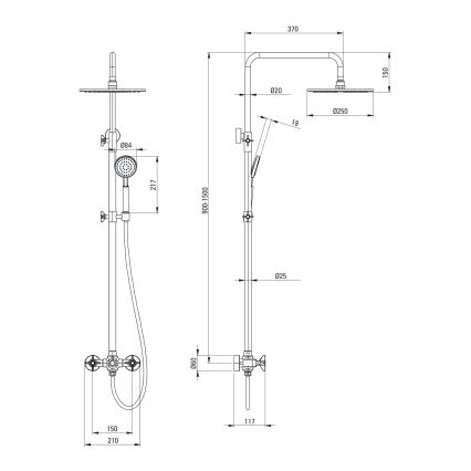 Deante NAC_N4QT - Sprchová súprava s batériou TEMISTO čierna