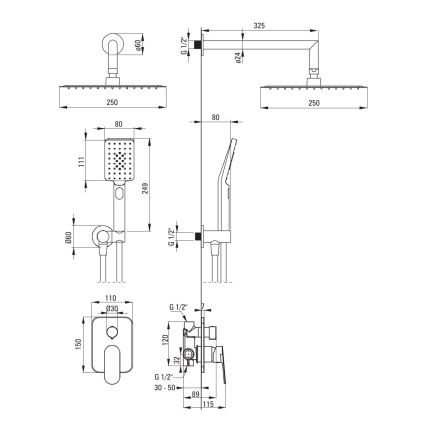 Deante NAC_N9LP - Sprchová súprava s podomietkovou batériou ALPINIA čierna