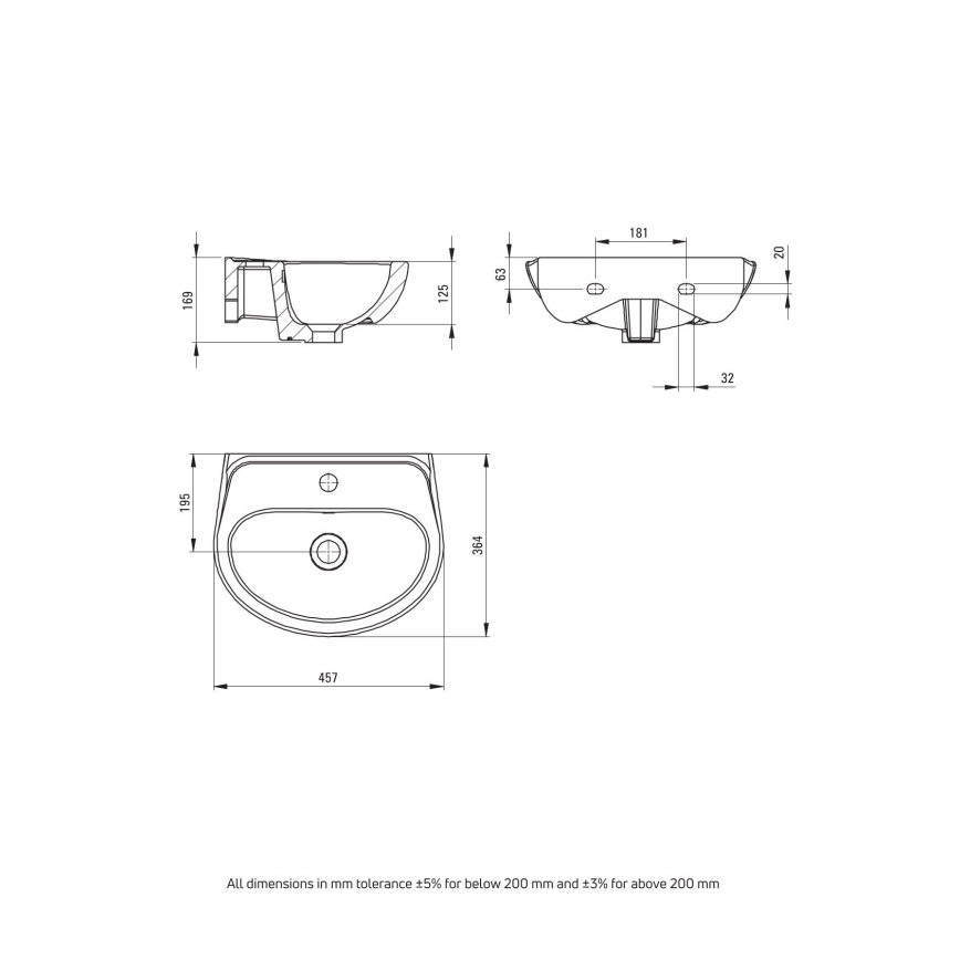 Deante - Závesné umývadlo JASMIN 45,7x36,4 + umývadlová batéria LEMON