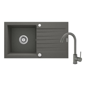 Deante ZQZVT113 - Kuchynský drez ZORBA 76x44 cm + drezová batéria granit/metalický antracit