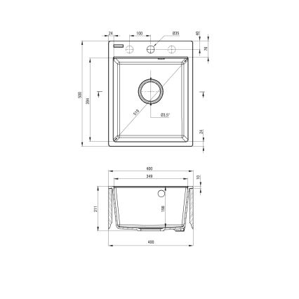Deante ZRC_S103 - Kuchynský drez CORIO 50x40 cm granit/metalicky sivý