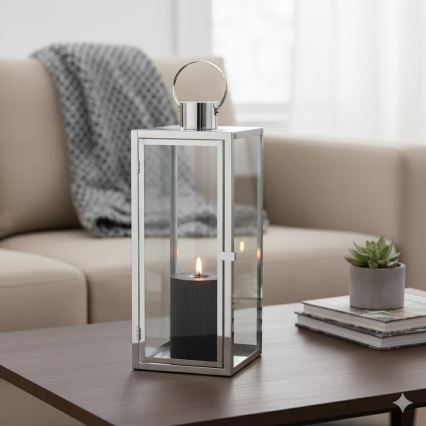 Dekoračná lucerna TOWER 29 cm lesklý chróm