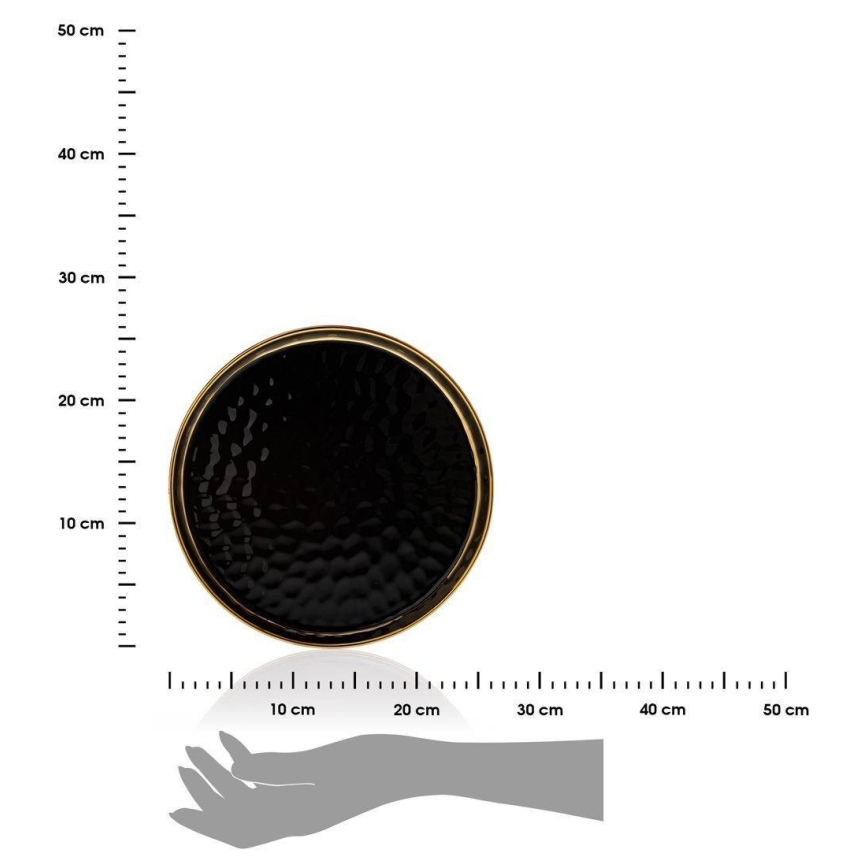 Dekoračný podnos LIJA 26 cm čierna/zlatá