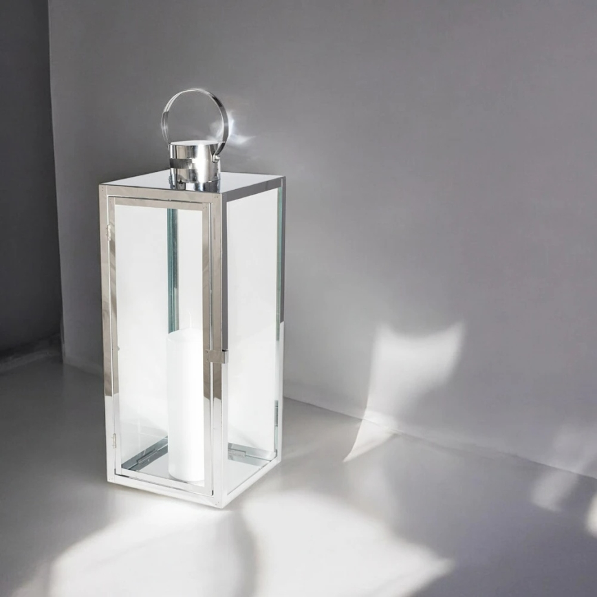 Dekoratívna lucerna 49 cm lesklý chróm