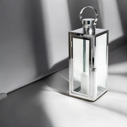 Dekoratívna lucerna 49 cm lesklý chróm