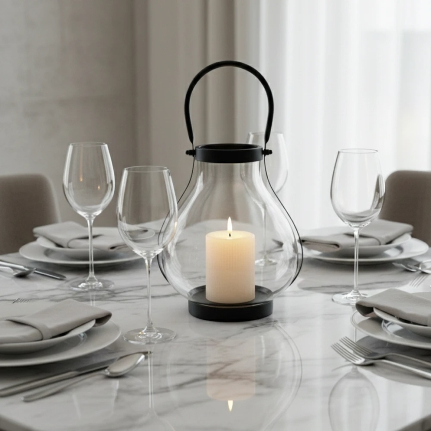 Dekoratívna lucerna GLASSY 25 cm čierna