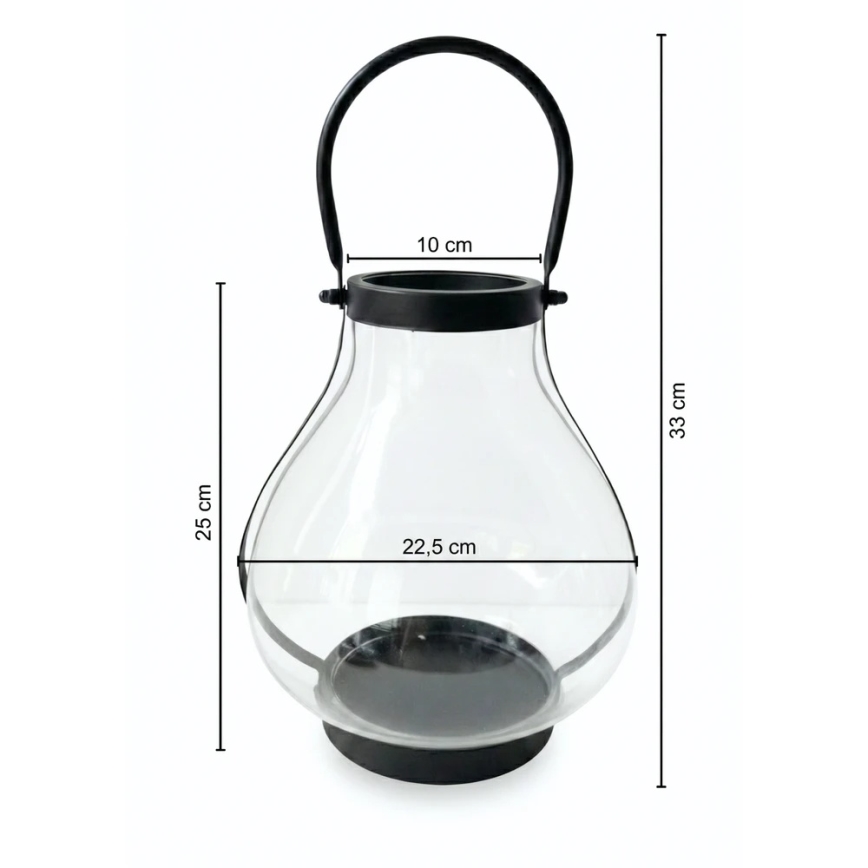 Dekoratívna lucerna GLASSY 25 cm čierna