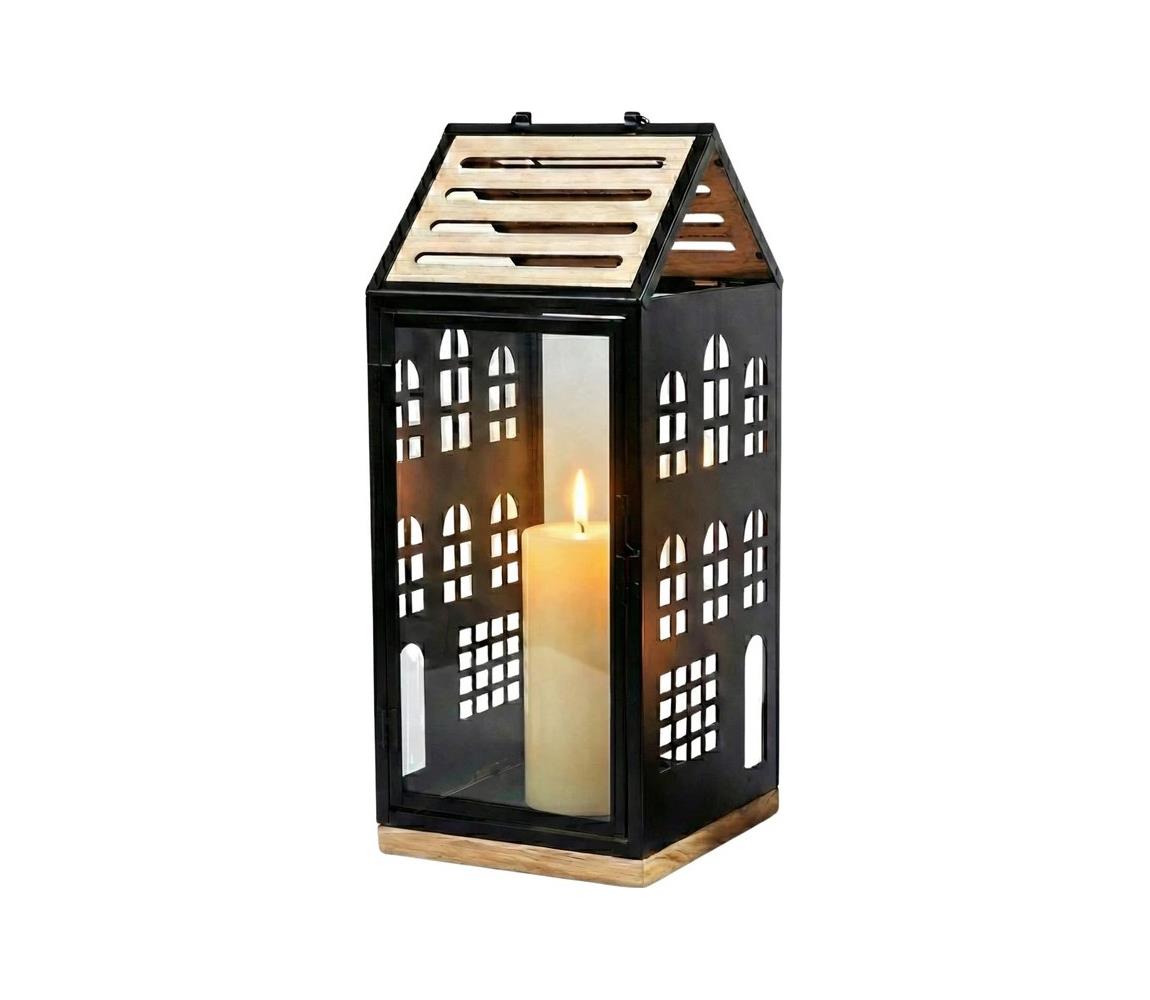 Estilo Home Dekoratívna lucerna HOME 34,5 cm čierna/béžová 5905623254586