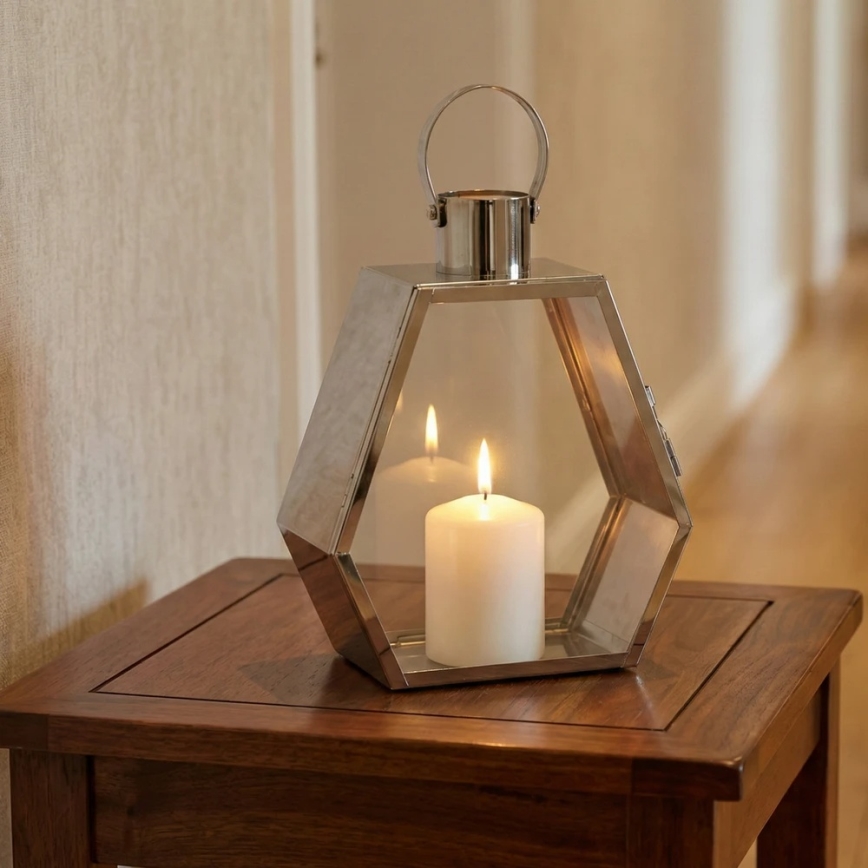 Dekoratívna lucerna PALACE, 43 cm, lesklý chróm