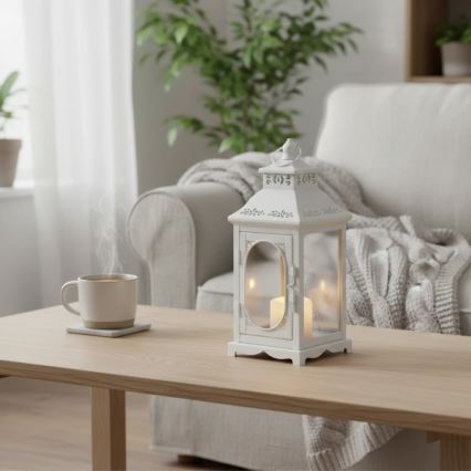 Dekoratívna lucerna ROSEHILL 27,5 cm biela