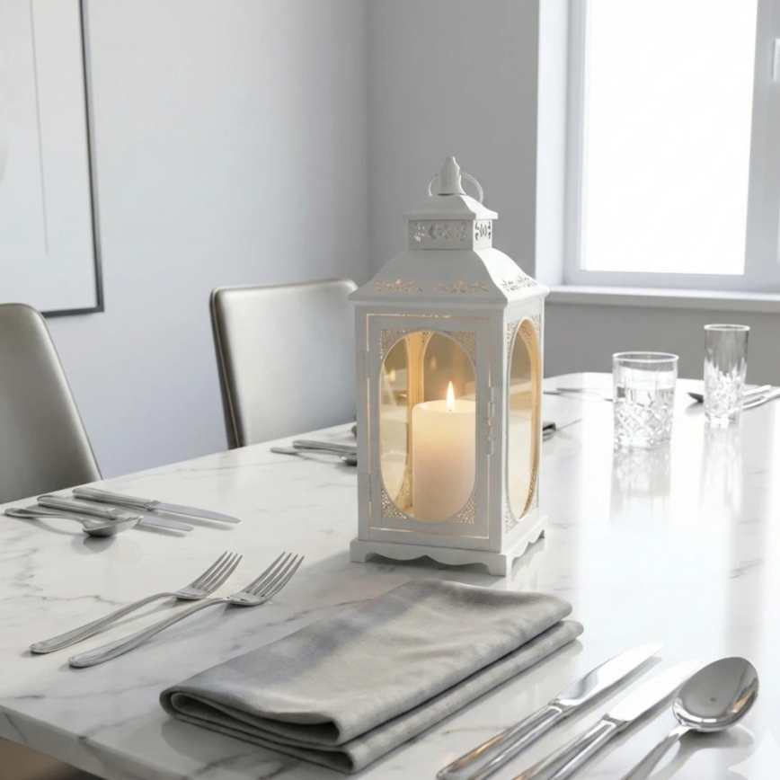 Dekoratívna lucerna ROSEHILL 27,5 cm biela