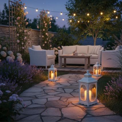 Dekoratívna lucerna ROSEHILL 27,5 cm biela