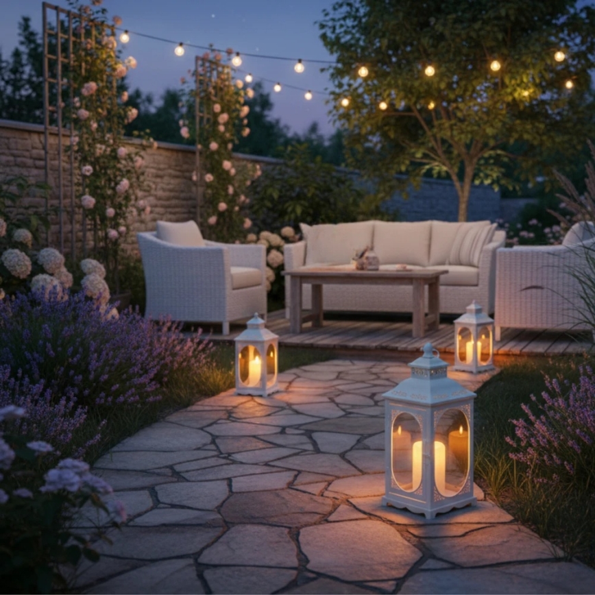 Dekoratívna lucerna ROSEHILL 27,5 cm biela