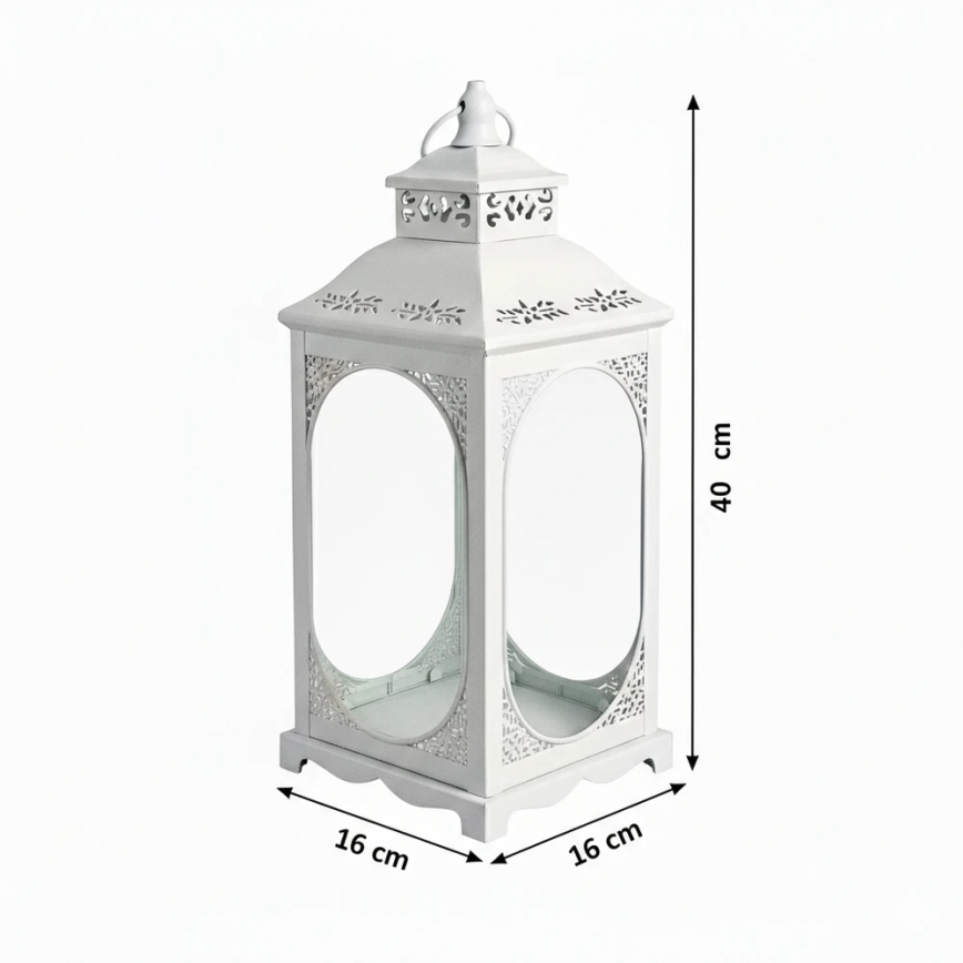 Dekoratívna lucerna ROSEHILL 27,5 cm biela