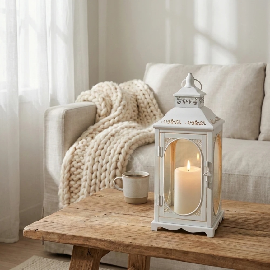 Dekoratívna lucerna ROSEHILL 40 cm biela