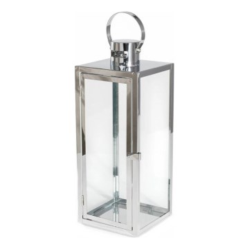 Dekoratívna lucerna TOWER 38 cm v lesklom chrómovom prevedení