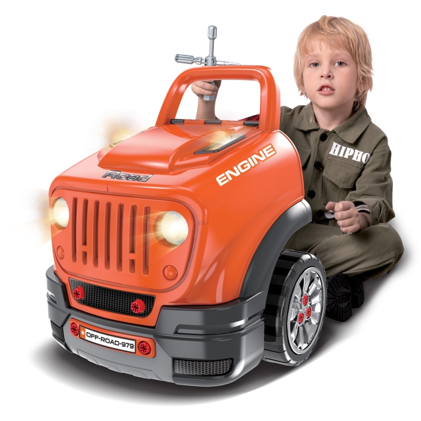 Detská autodielňa 3xAAA + 1xCR2025 oranžová/šedá