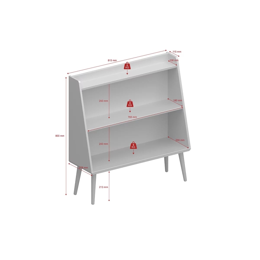 Detská knižnica GAIA 80x81,3 cm tyrkysová/dub
