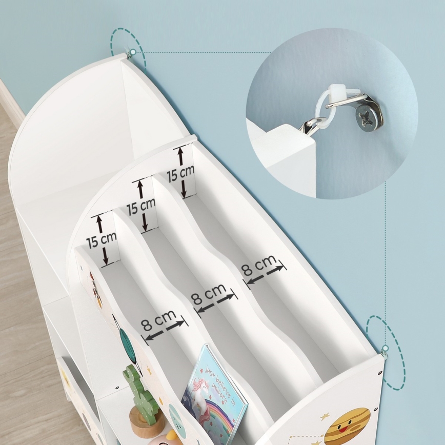 Detská knižnica s látkovými boxmi ANET biela