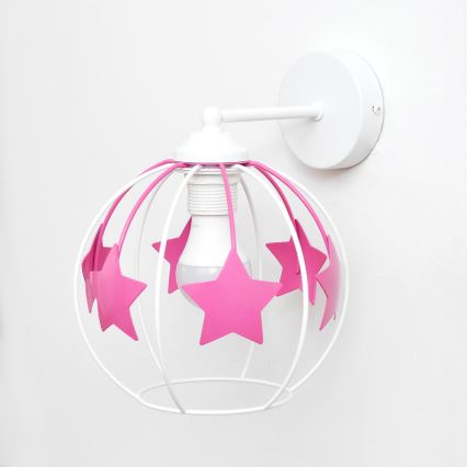 Detská nástenná lampa STARS 1xE27/15W/230V ružová/biela