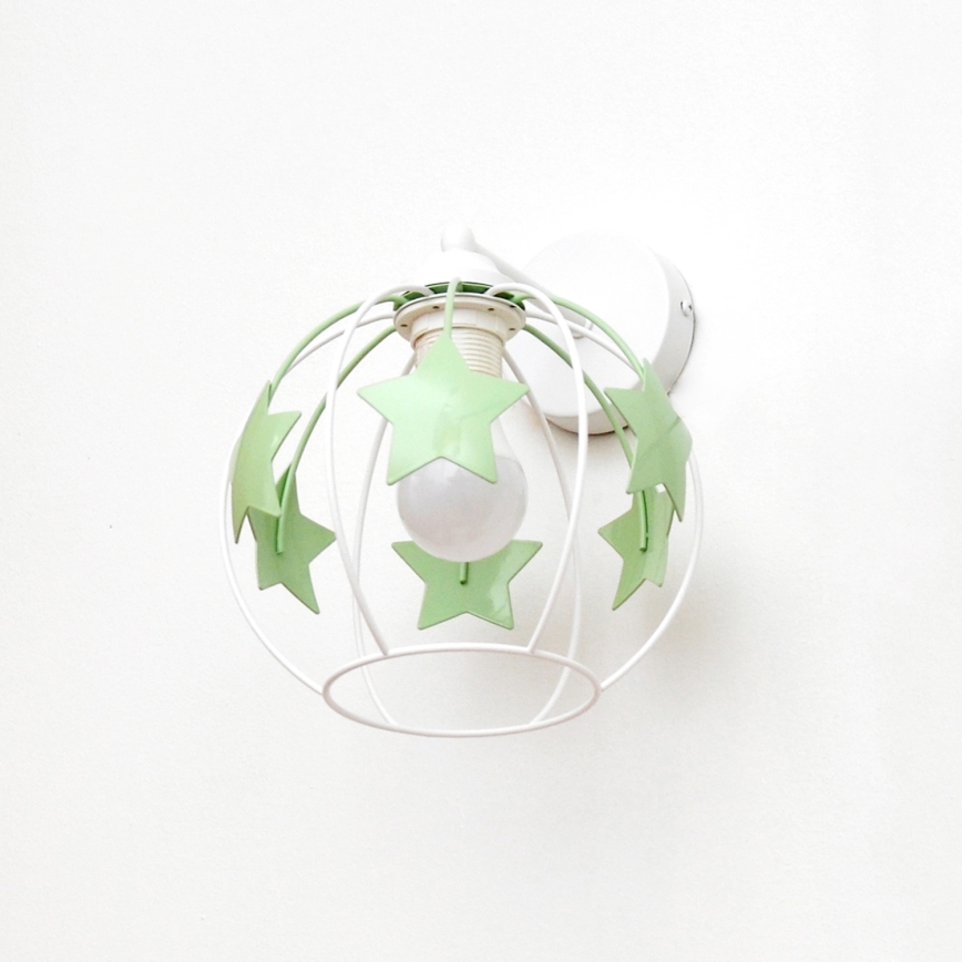 Detská nástenná lampa STARS 1xE27/15W/230V zelená/biela