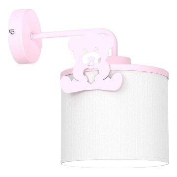 Detská nástenná lampa SWEET 1xE27/15W/230V biela/ružová/medvedík