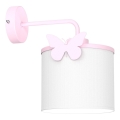 Detská nástenná lampa SWEET 1xE27/15W/230V biela/ružová/motýľ