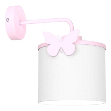 Detská nástenná lampa SWEET 1xE27/15W/230V biela/ružová/motýľ
