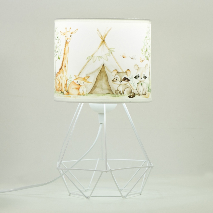 Detská stolná lampa KIDS ROOM 1xE27/60W/230V, priemer 18 cm, motív zvieratiek