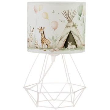 Detská stolná lampa KIDS ROOM 1xE27/60W/230V, priemer 18 cm, s motívom zvieratiek