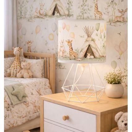 Detská stolná lampa KIDS ROOM 1xE27/60W/230V, priemer 18 cm, s motívom zvieratiek