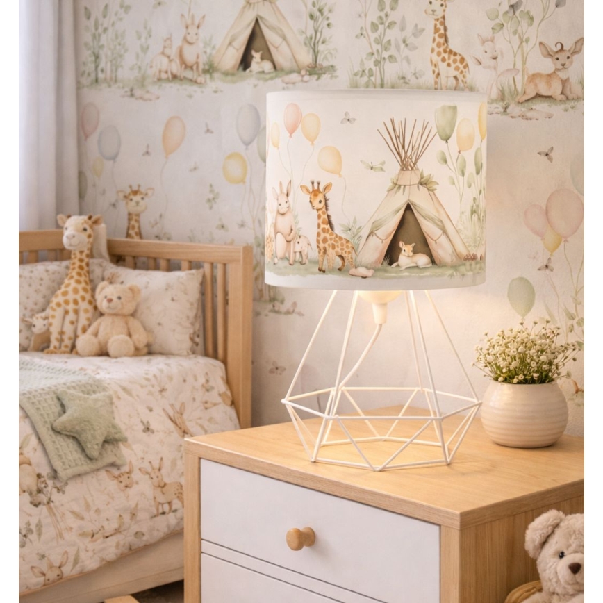 Detská stolná lampa KIDS ROOM 1xE27/60W/230V, priemer 18 cm, s motívom zvieratiek