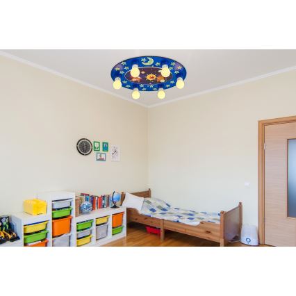 Detská stropná lampa LUCCA 6xE27/24W/230V modrá
