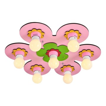 Detská stropná lampa LUCCA 7xE27/24W/230V ružová