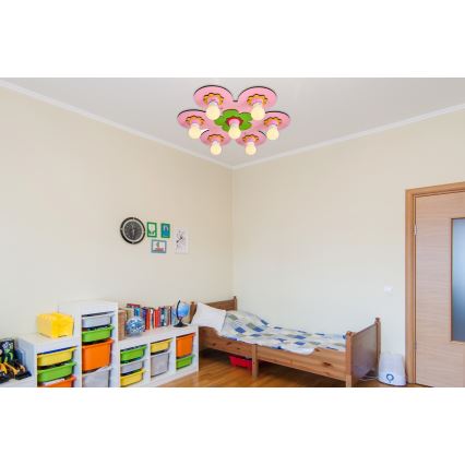 Detská stropná lampa LUCCA 7xE27/24W/230V ružová
