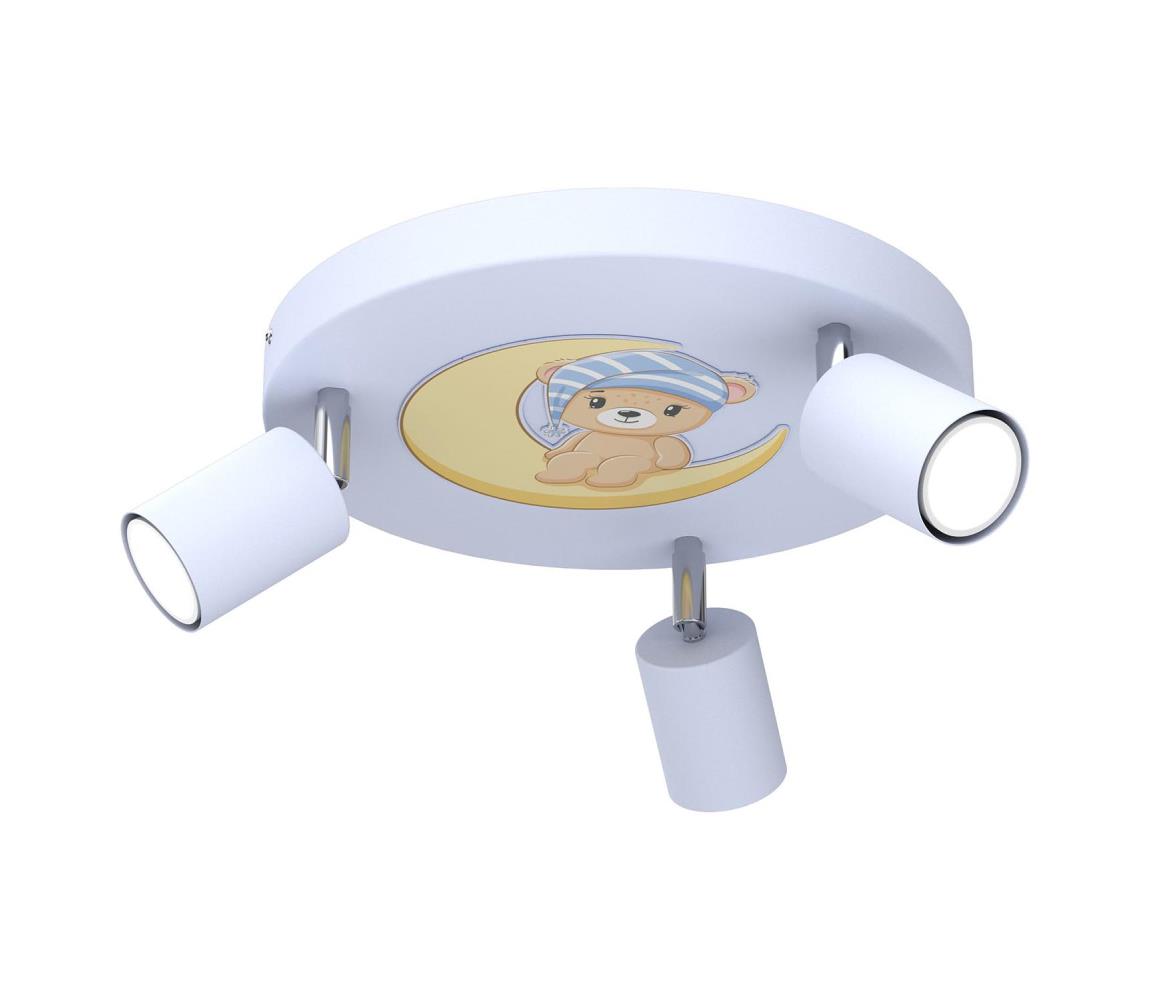 Detské bodové svietidlo FUN 3xGU10/8W/230V modrá/medvedík