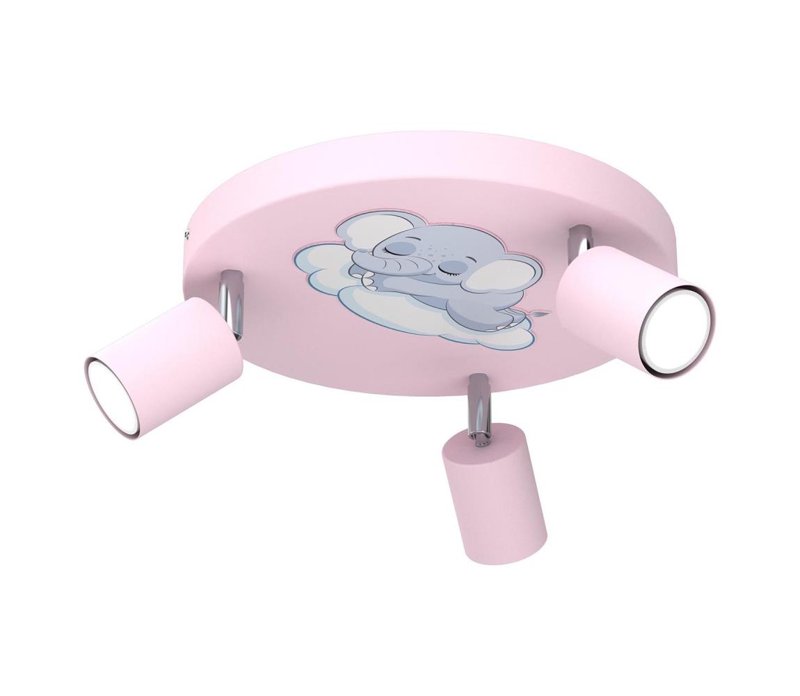 Detské bodové svietidlo FUN 3xGU10/8W/230V ružová/slon