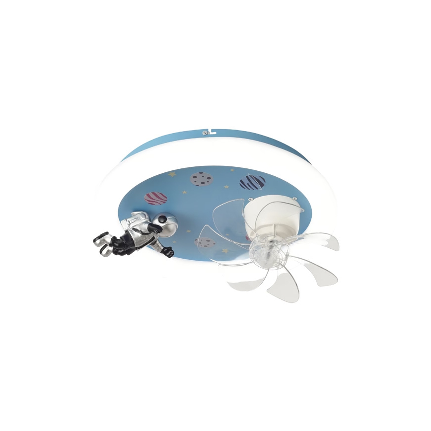 LED detské stmievateľné stropné svietidlo s ventilátorom LED/48W/230V 3000/4000/6000K priemer 50 cm modrá + diaľkové ovládanie