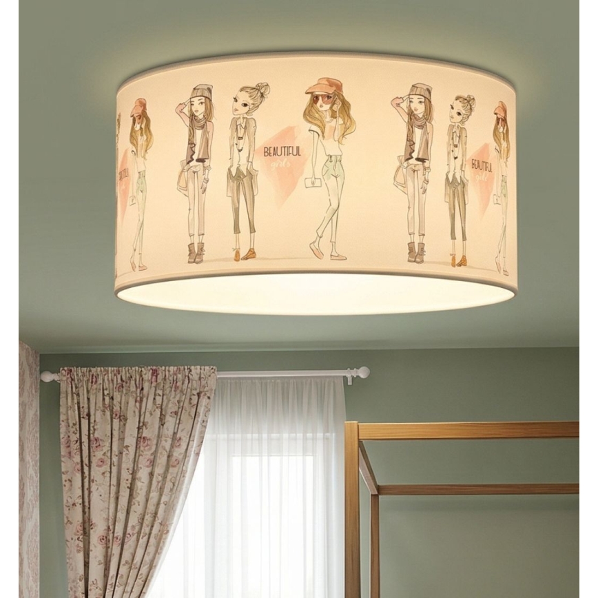 Detské stropné svietidlo GIRLS VIBES 1xE27/60W/230V pr. 40 cm pre dievčatá