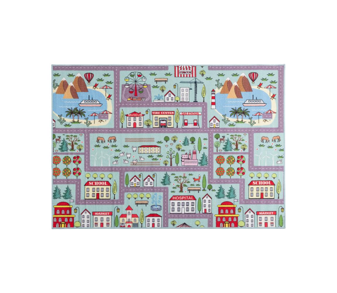 Multidecor Detský koberec STELLA STREETS 100x150 cm tyrkysový/mesto 508435