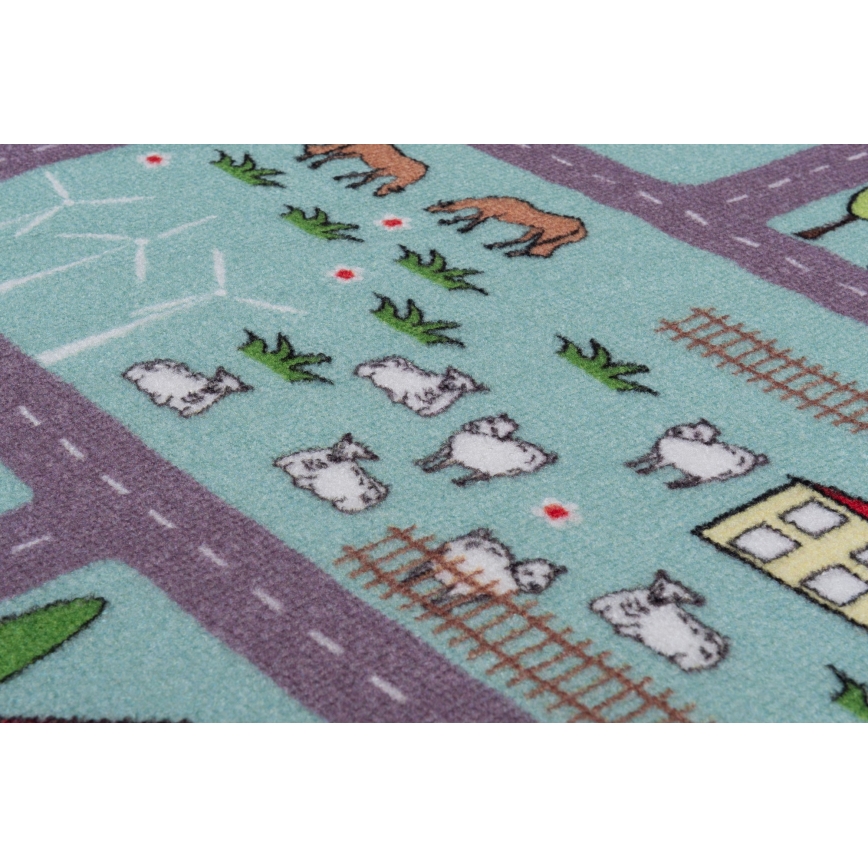 Detský koberec STELLA STREETS 100x150 cm tyrkysový/mesto